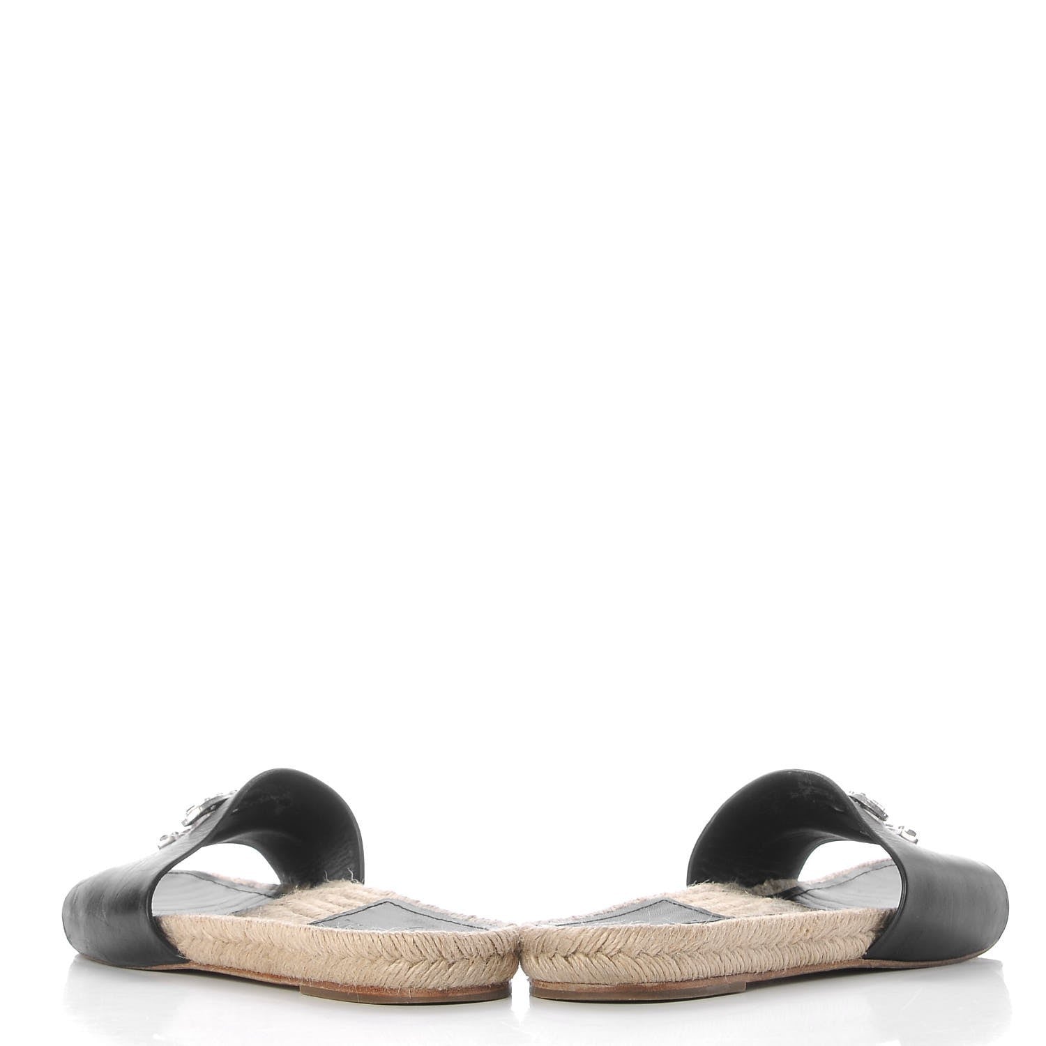 Chanel Calfskin Gripoix CC Espadrille Slip On Sandals 39 Black 5 of 13