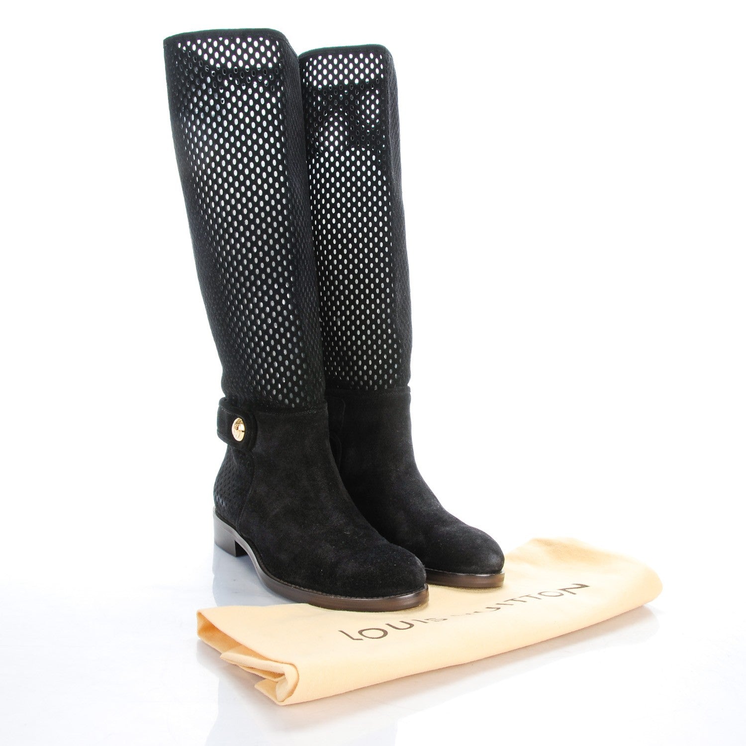 Louis Vuitton Suede Perforated Free Ride High Boots 38 Black 9 of 9