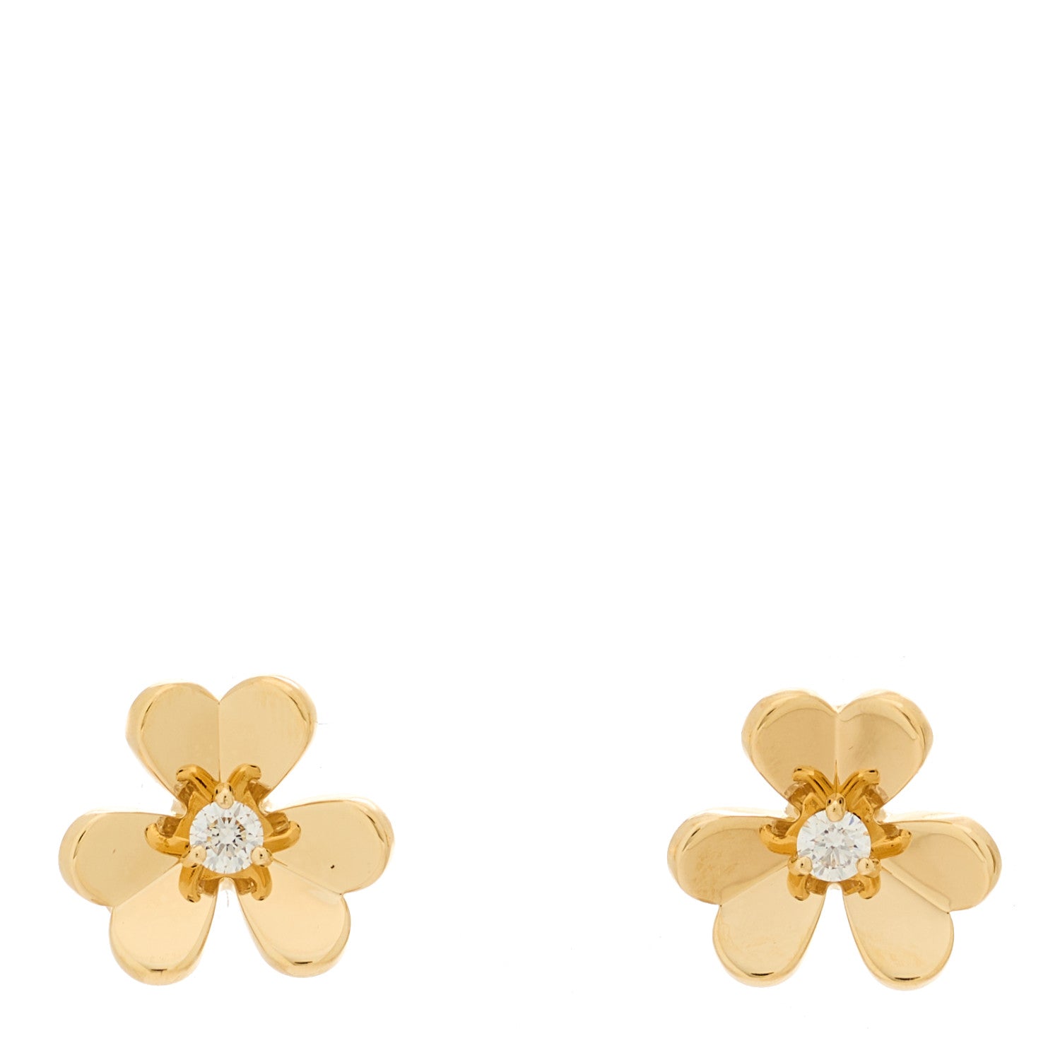 Van Cleef & Arpels 18K Yellow Gold Diamond Mini Frivole Earrings 1 of 5