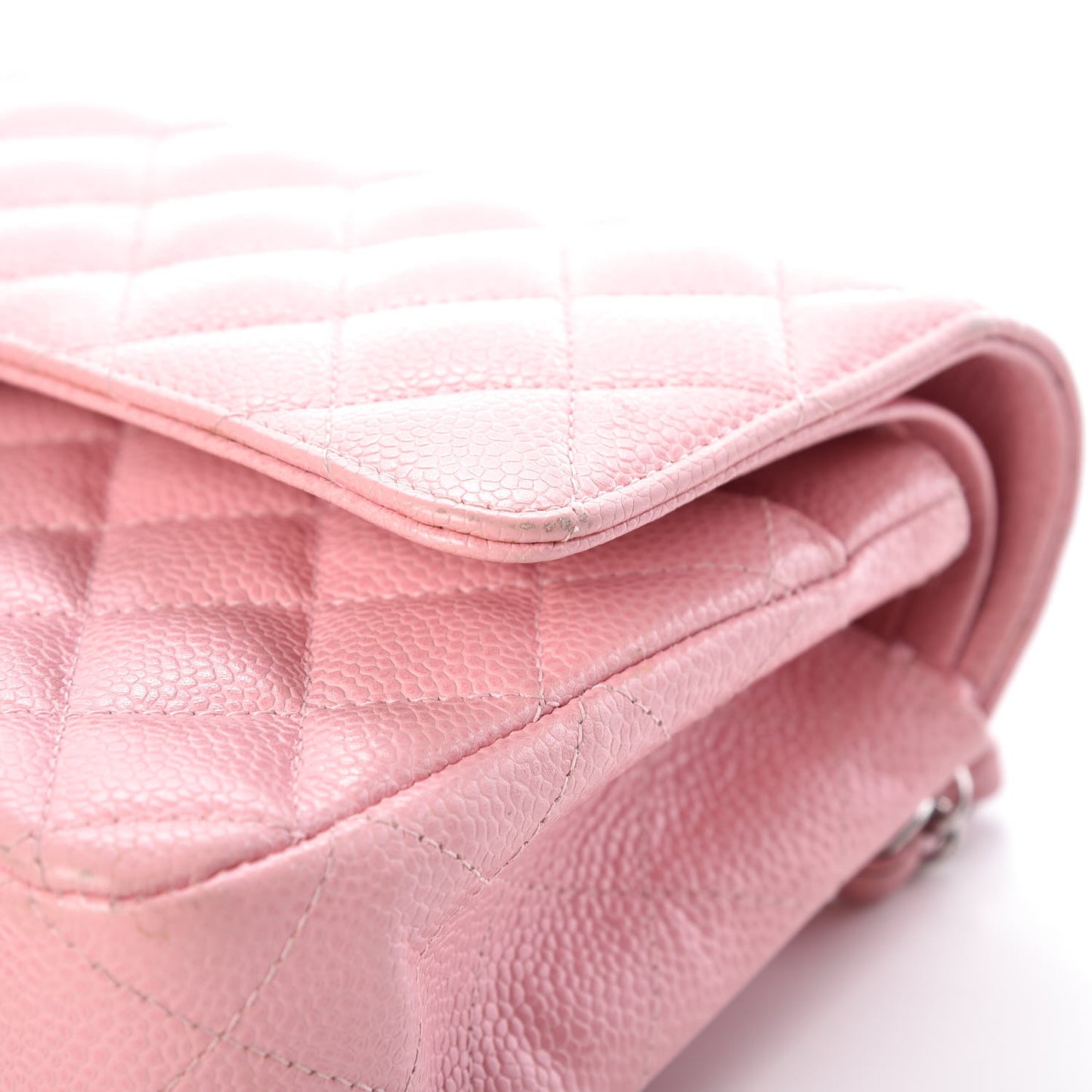 Caviar Quilted Medium Double Flap Pink