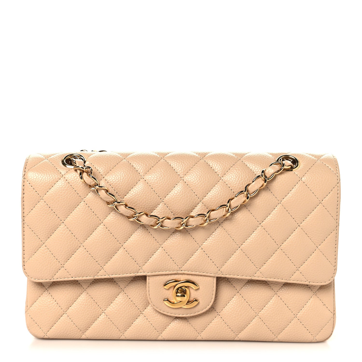 Chanel Caviar Quilted Medium Double Flap Beige 1 of 10