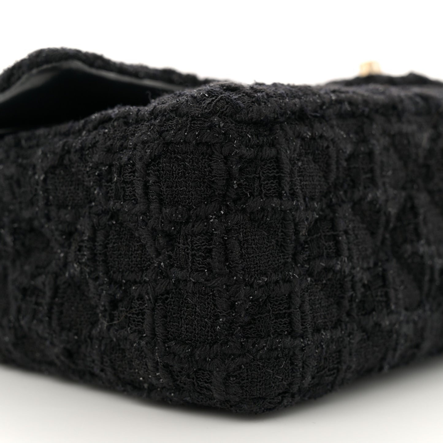 Tweed Quilted Medium Double Flap Black