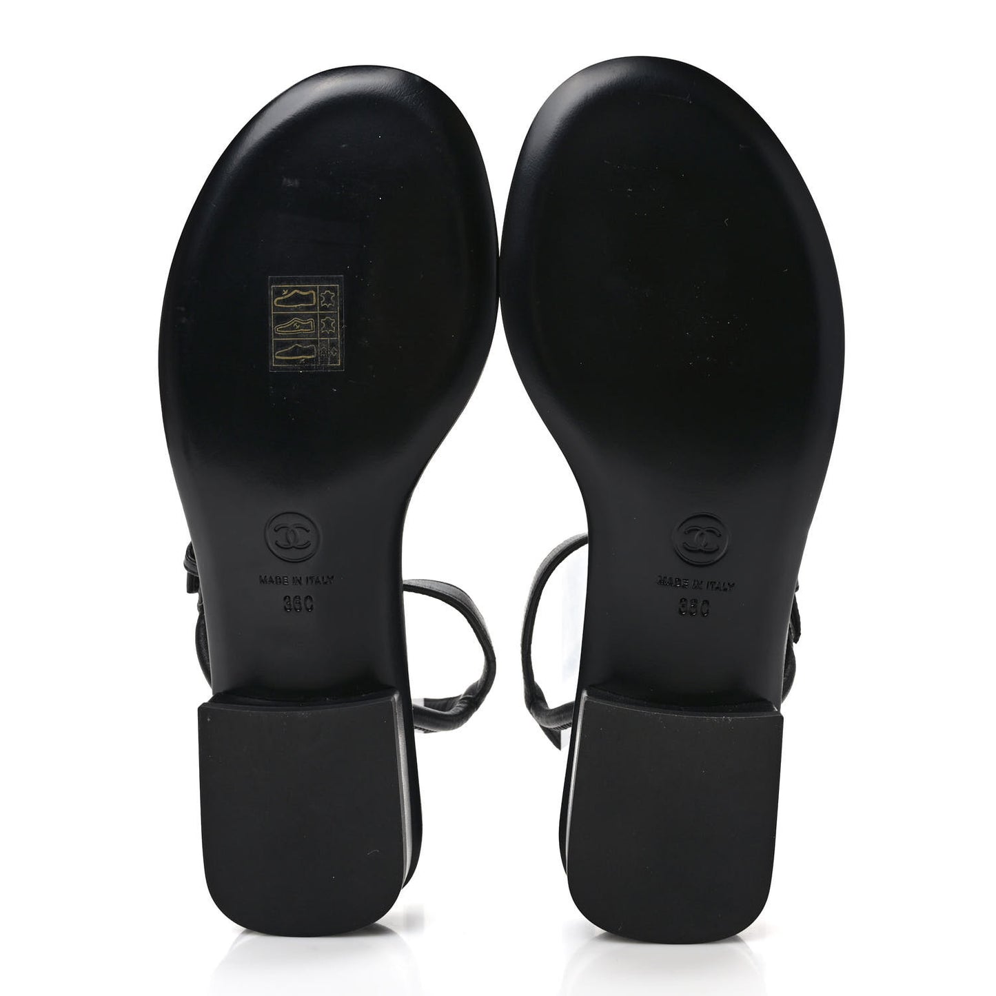 Lambskin Metal CC Thong Sandals 36 Black