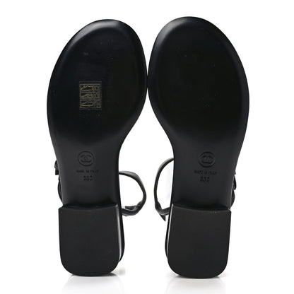 Chanel Lambskin Metal CC Thong Sandals 36 Black 5 of 8