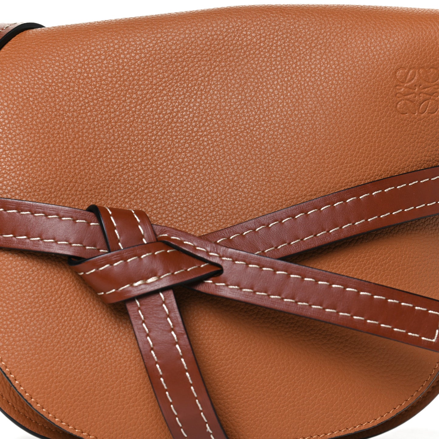 Grained Calfskin Small Gate Crossbody Bag Caramel Pecan