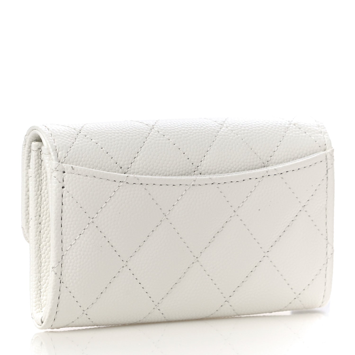 Chanel Caviar Quilted Flap Card Holder Wallet White 3 of 12