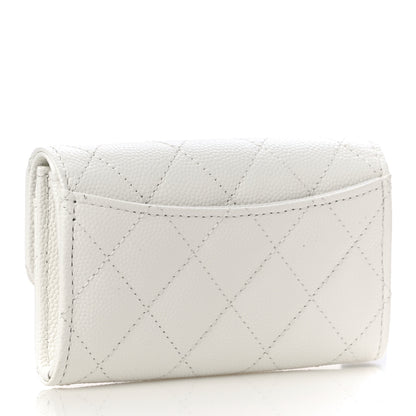 Chanel Caviar Quilted Flap Card Holder Wallet White 3 of 12