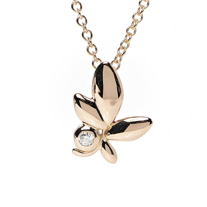 Tiffany 18K Rose Gold Diamond Paloma Picasso Olive Leaf Pendant Necklace 4 of 7