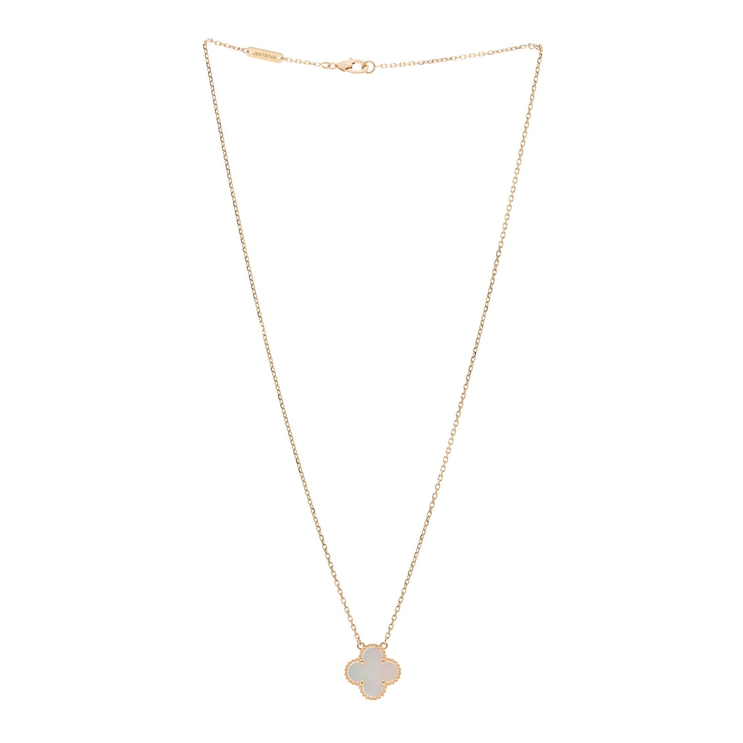 18K Yellow Gold Mother of Pearl Vintage Alhambra Pendant Necklace