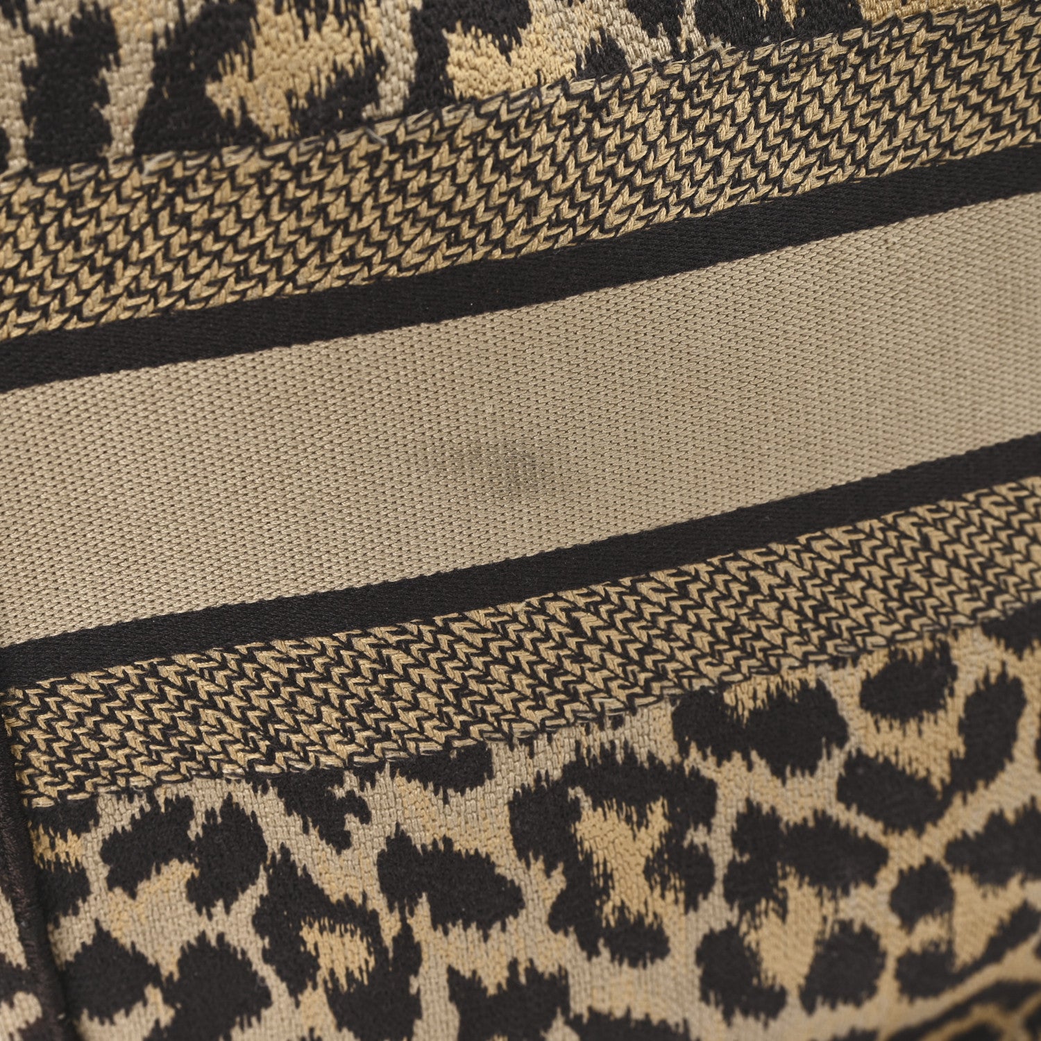 Christian Dior Canvas Mizza Embroidered Large Leopard Book Tote Beige 12 of 13