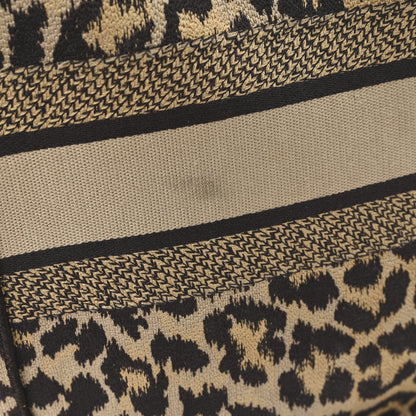 Christian Dior Canvas Mizza Embroidered Large Leopard Book Tote Beige 12 of 13