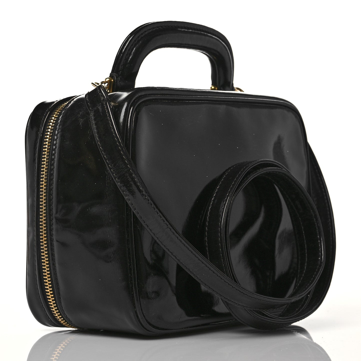 Patent CC Vanity Cosmetic Case Black