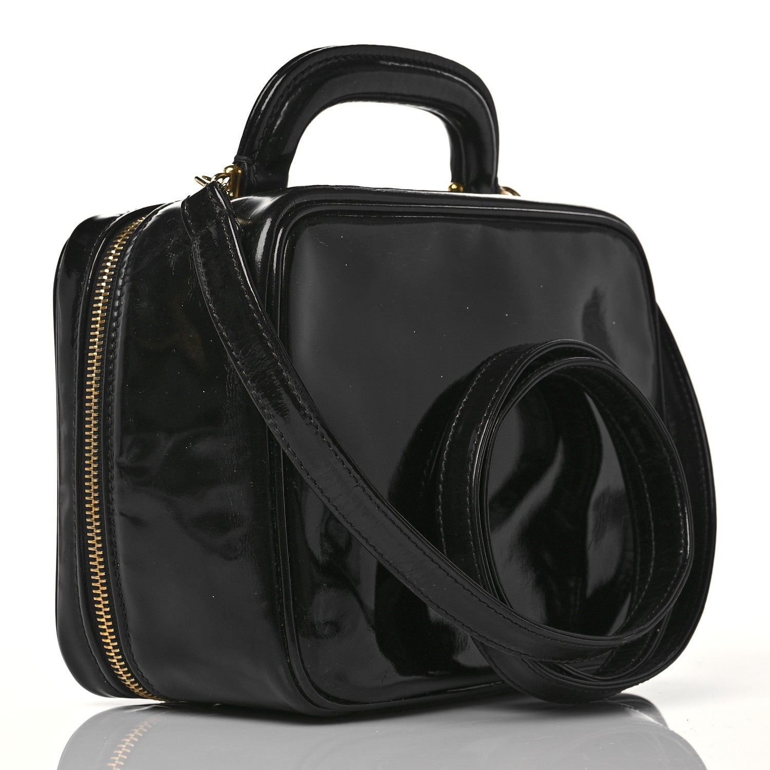 Chanel Patent CC Vanity Cosmetic Case Black 2 of 11