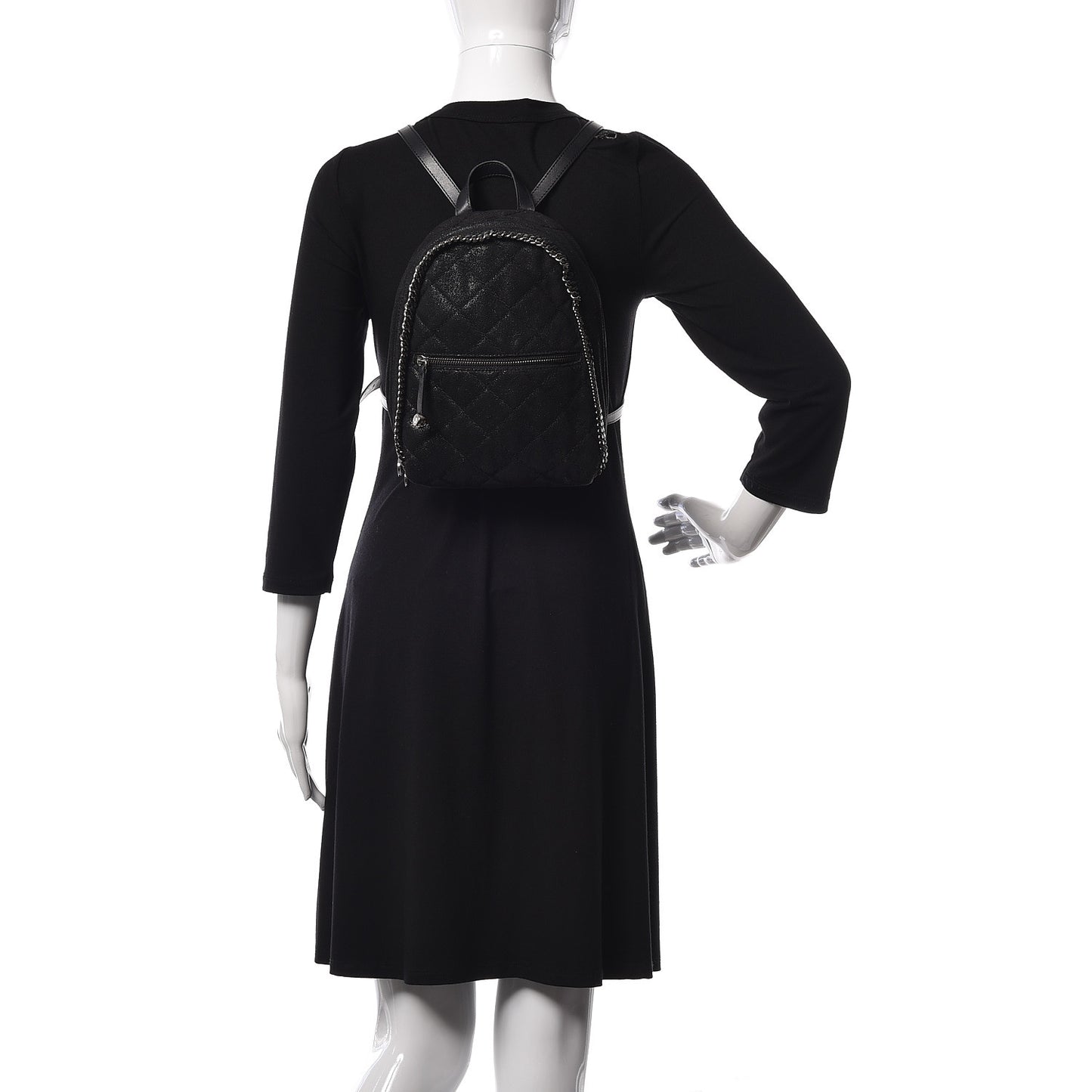 Shaggy Deer Quilted Mini Falabella Backpack Black