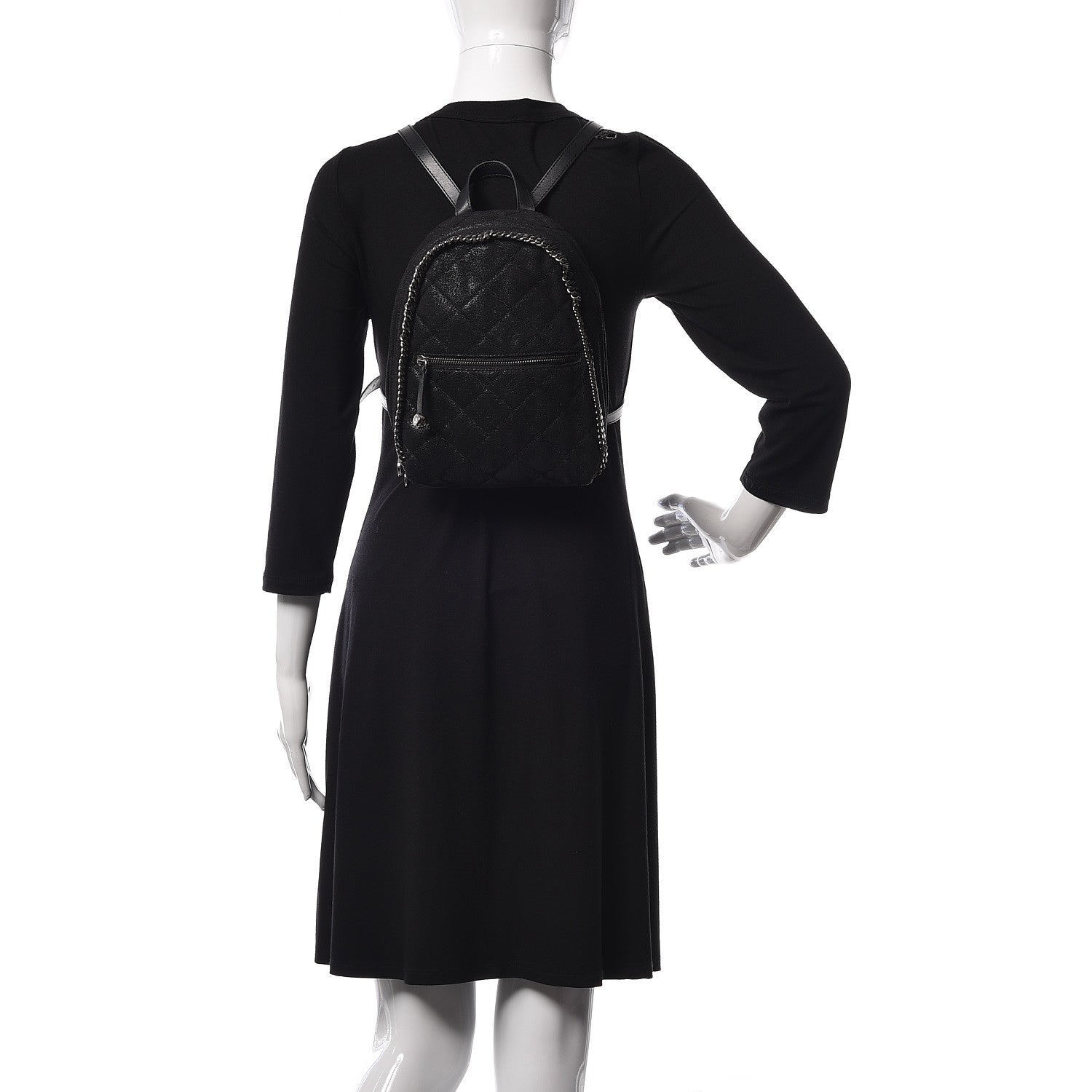 Stella McCartney Shaggy Deer Quilted Mini Falabella Backpack Black 2 of 10