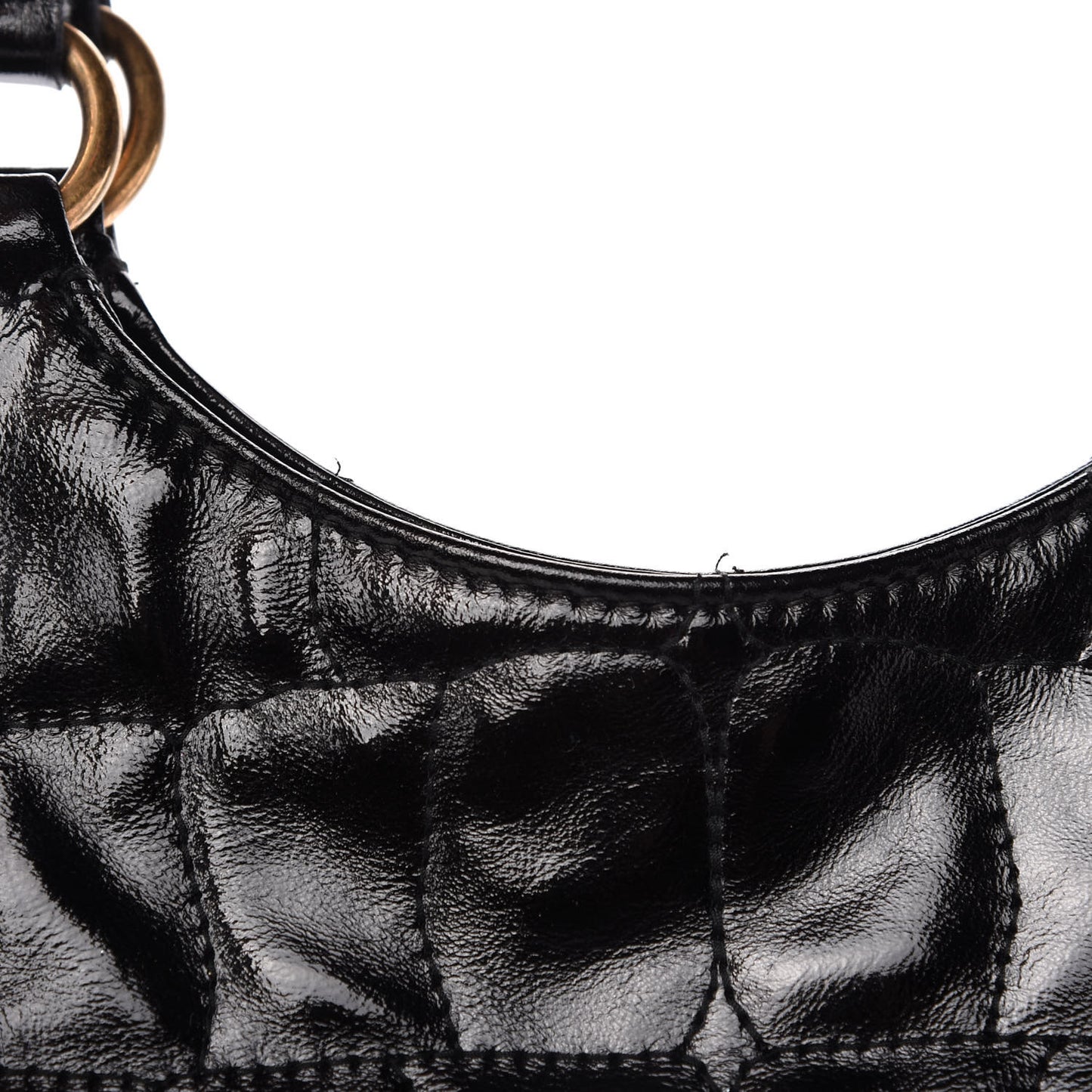Patent Crocodile Embossed Tribute Tote Black