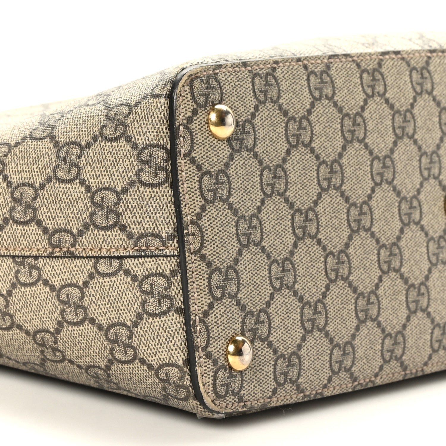 Gucci GG Supreme Monogram Medium Zippered Bucket Tote Beige Hibiscus Red New Rosette 8 of 12