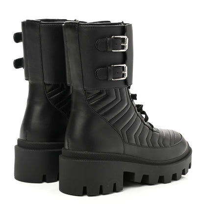 Gucci Nappa Frances GG Matelasse Platform Combat Boots 35.5 Black 4 of 9