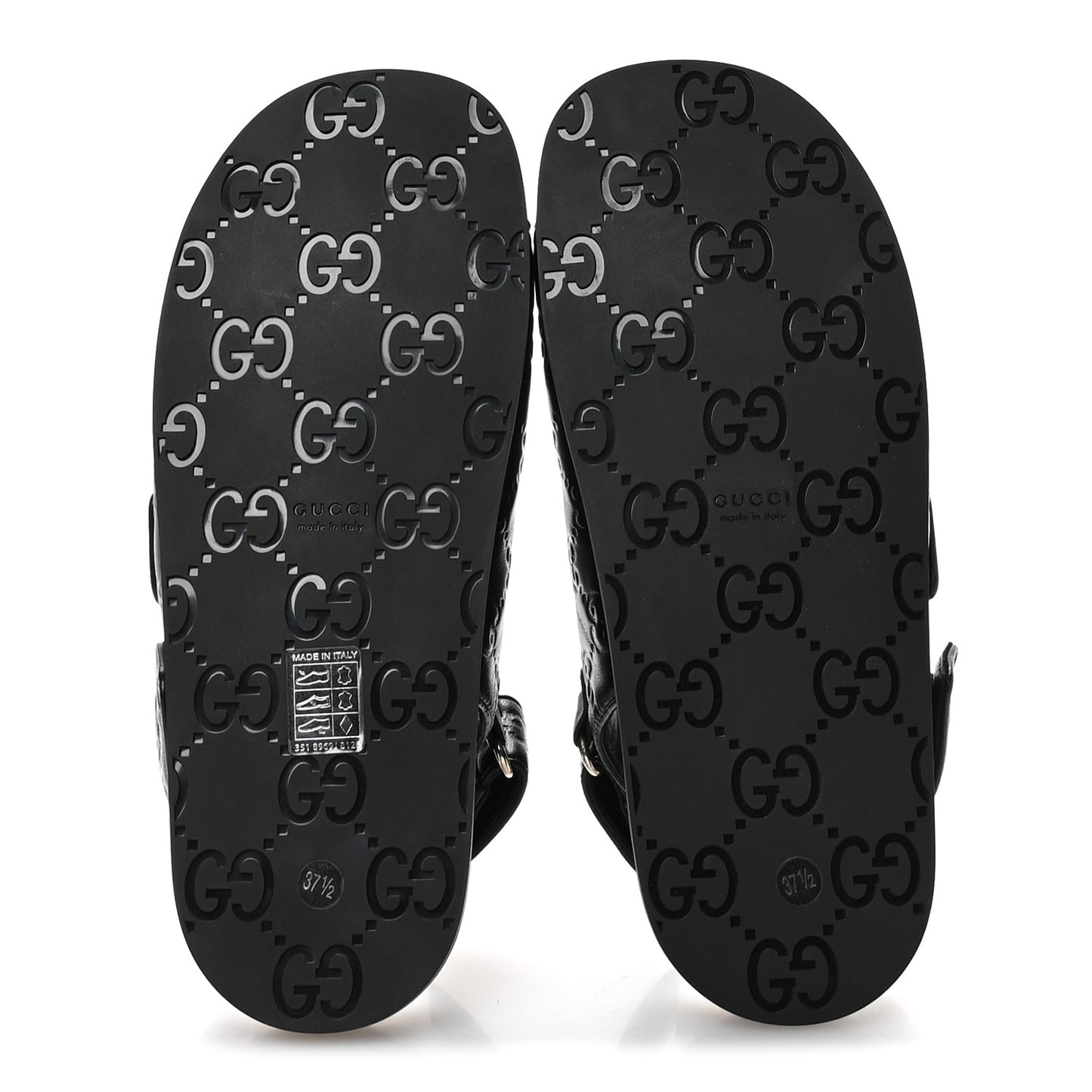 Guccissima GG Embossed Womens Sandals 37.5 Black