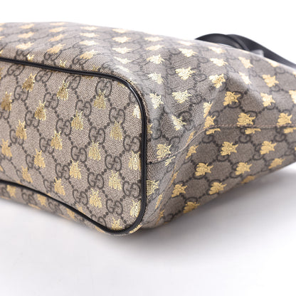 Gucci Soft GG Supreme Monogram Bees Small Crossbody Tote Beige Oro Black 6 of 9