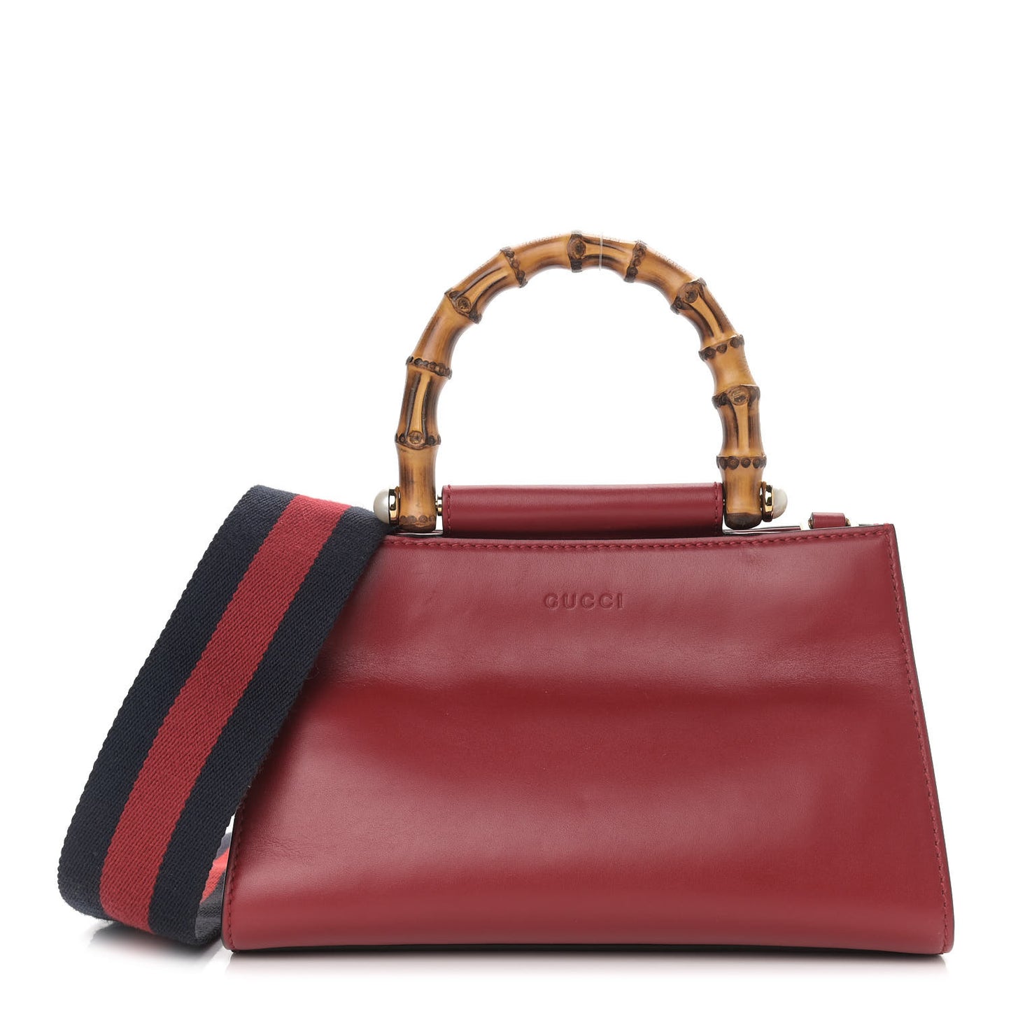 Nappa Bamboo Web Mini Nymphaea Top Handle Bag Hibiscus Red