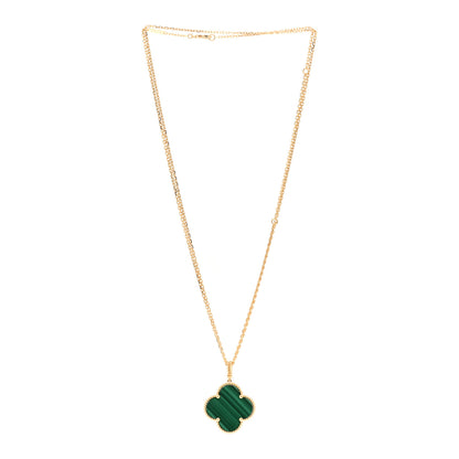 Van Cleef & Arpels 18K Yellow Gold Malachite Magic Alhambra Pendant Necklace 3 of 6