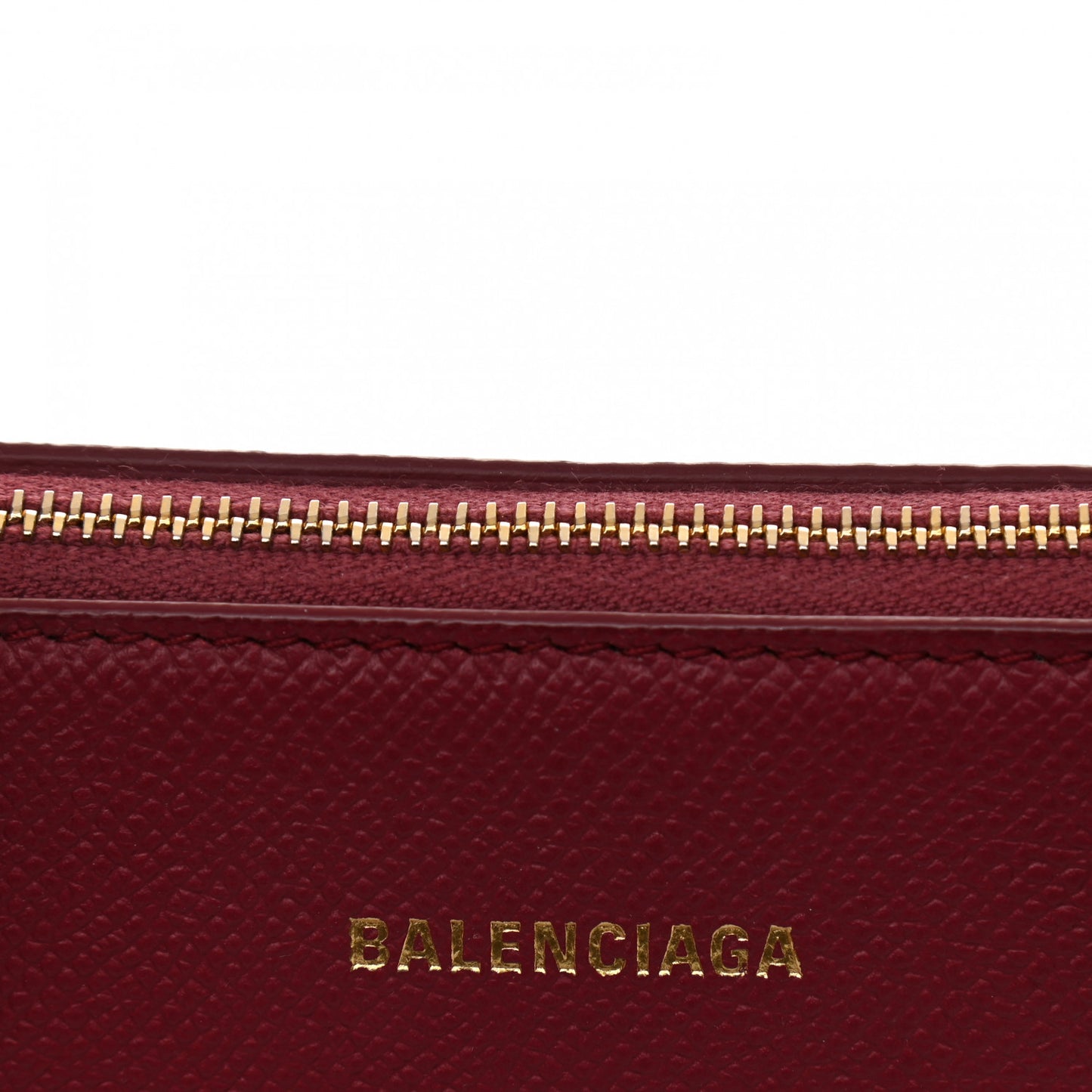Signature Grained Calfskin Logo S Ville Top Handle Bag Rouge Grenat White