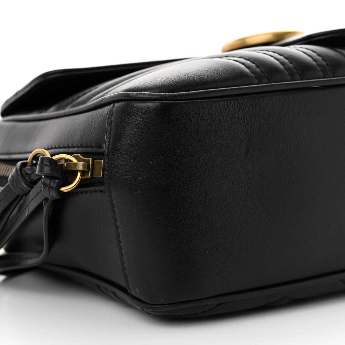Calfskin Matelasse Sylvie Web Small GG Marmont Top Handle Shoulder Bag Black