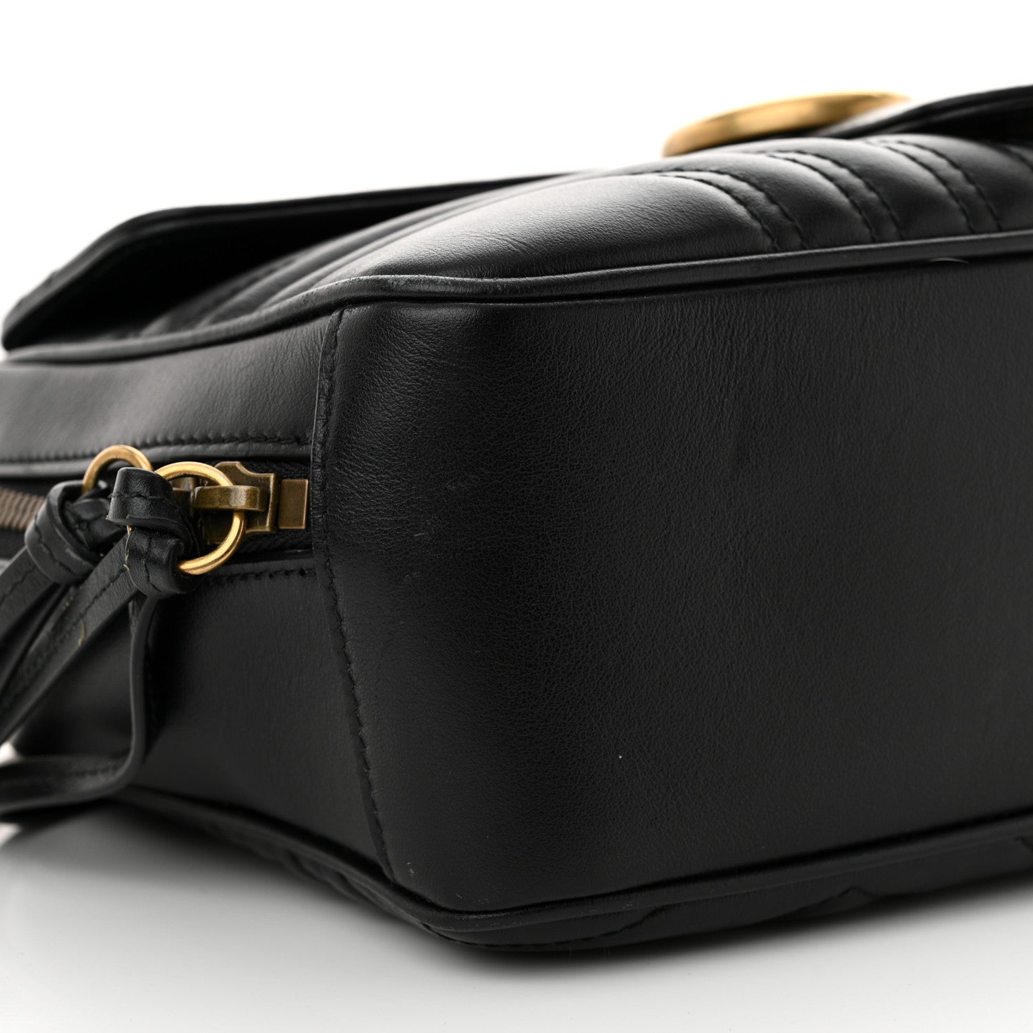 Gucci Calfskin Matelasse Sylvie Web Small GG Marmont Top Handle Shoulder Bag Black 9 of 14