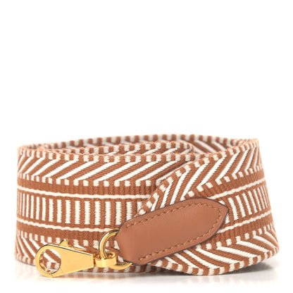 Hermes Toile Swift 50mm Sangle Cavale Shoulder Strap Ecru Beige Gold 1 of 5