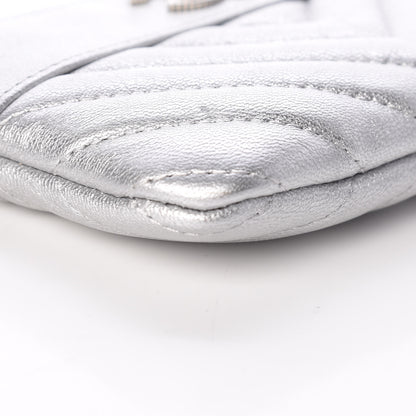 Chanel Metallic Sheepskin Chevron Quilted Small Vintage Mademoiselle Cosmetic Case Silver 8 of 12