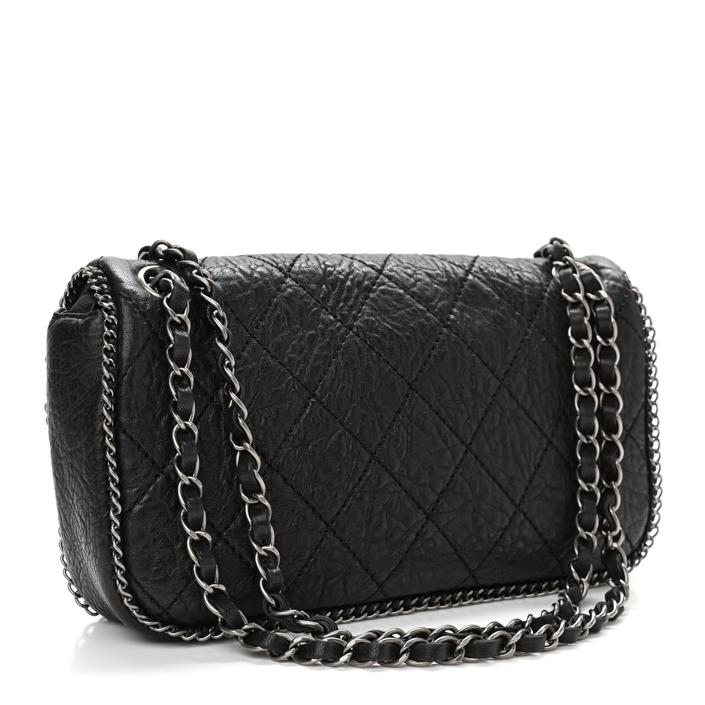 Distressed Lambskin Medium Leo Lion Flap Black