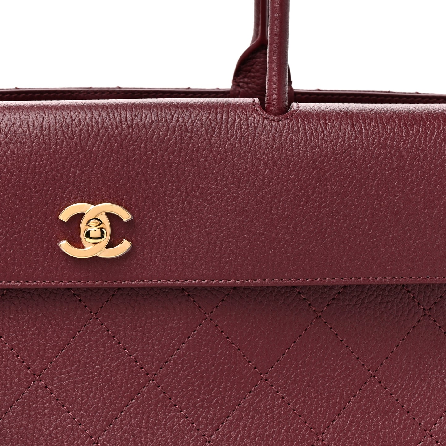 Grained Calfskin Stitched Urban Essentials Shopping Bag Dark Burgundy