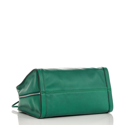 Alexander McQueen Pebbled Calfskin Large Skull Padlock Zip Around Tote Emerald 4 of 10