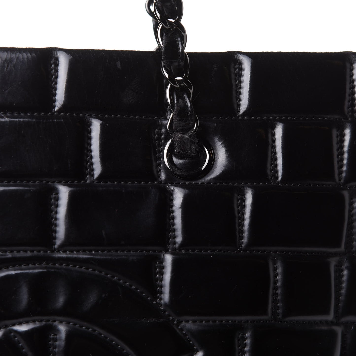 Vinyl Quilted Frozen Shopping Tote Black