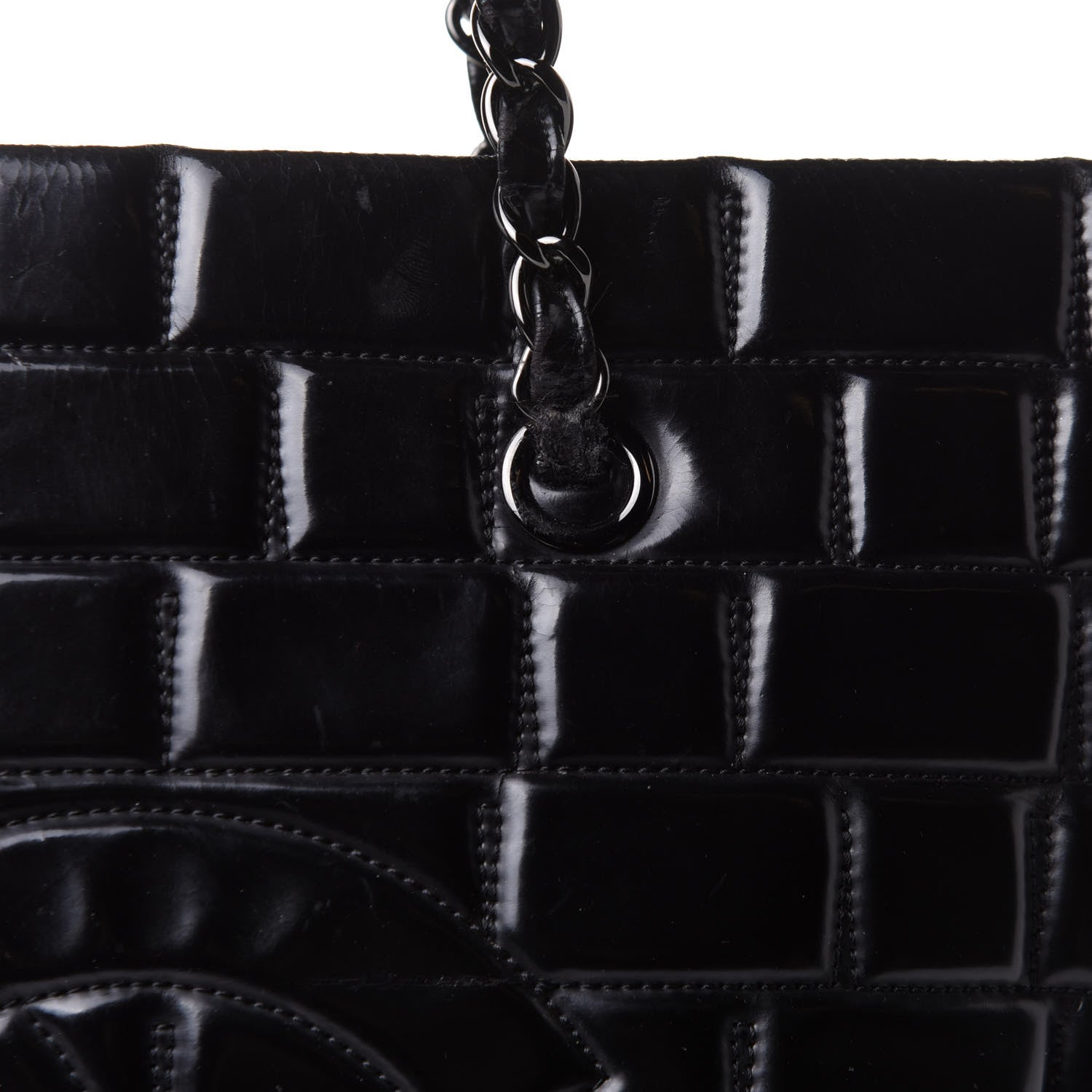 Chanel Vinyl Quilted Frozen Shopping Tote Black 8 of 15
