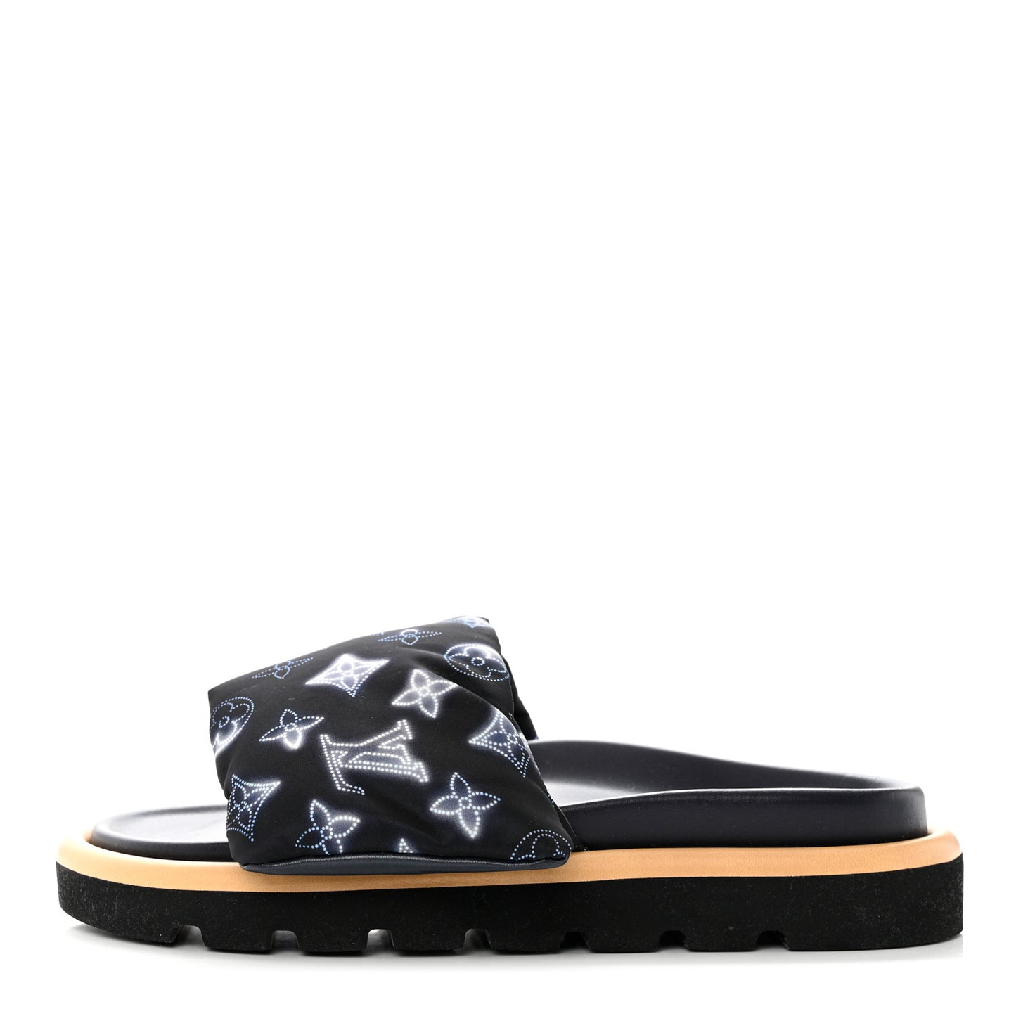 Nylon Monogram Womens Pool Pillow Comfort Mules 38 Navy Blue