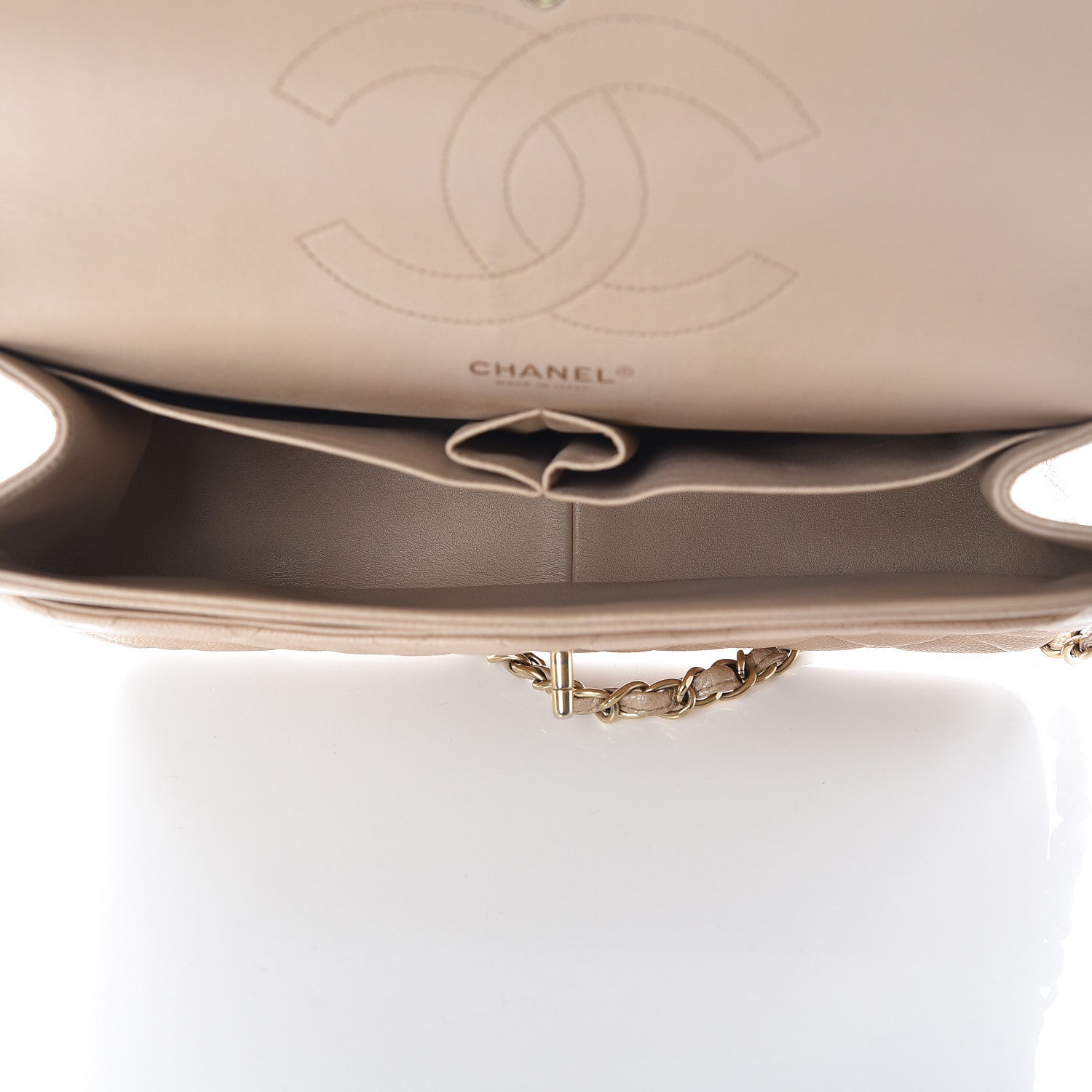 Chanel Pearly Caviar Quilted Jumbo Double Flap Beige 7 of 16
