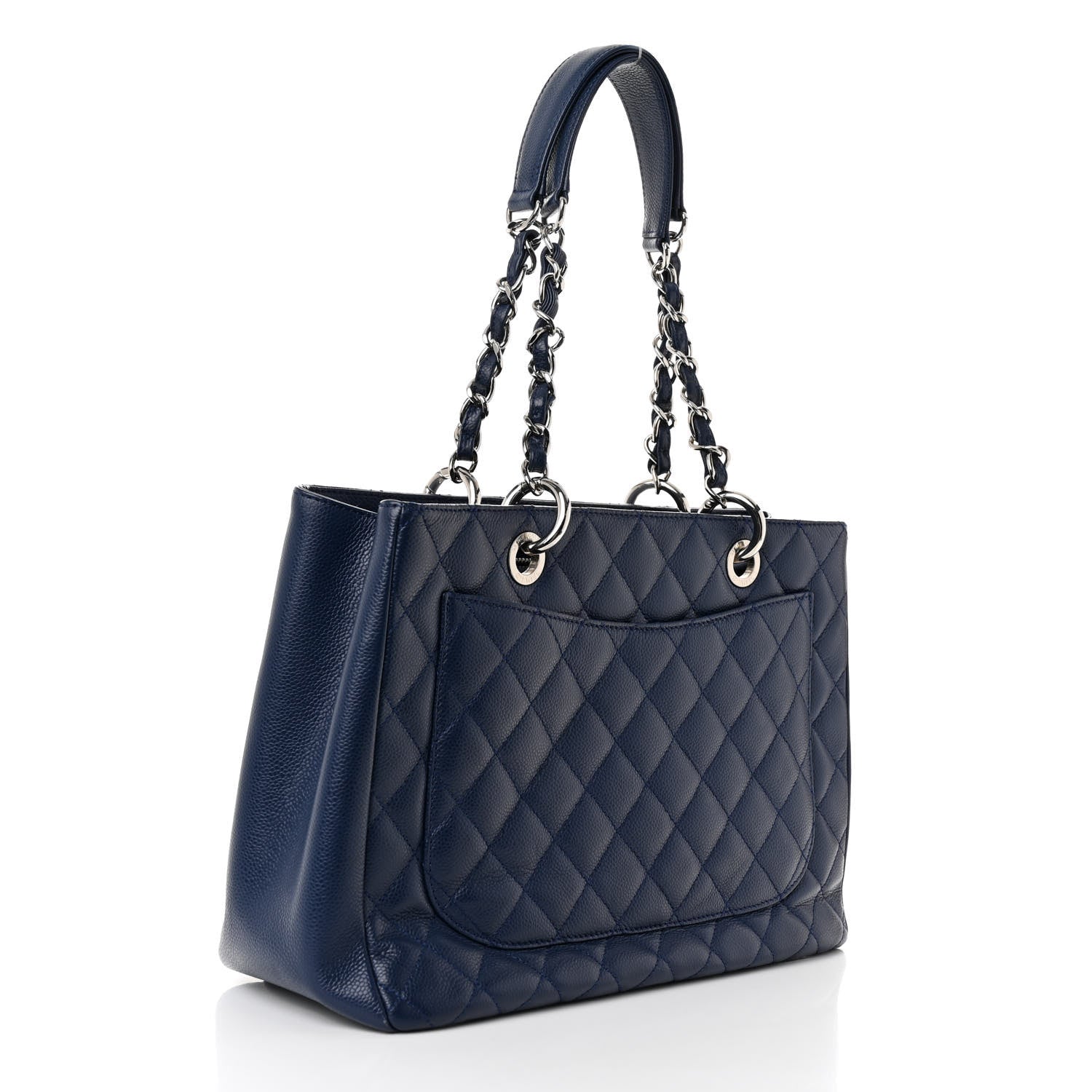 Chanel Caviar Quilted Grand Shopping Tote GST Dark Navy Blue 3 of 13