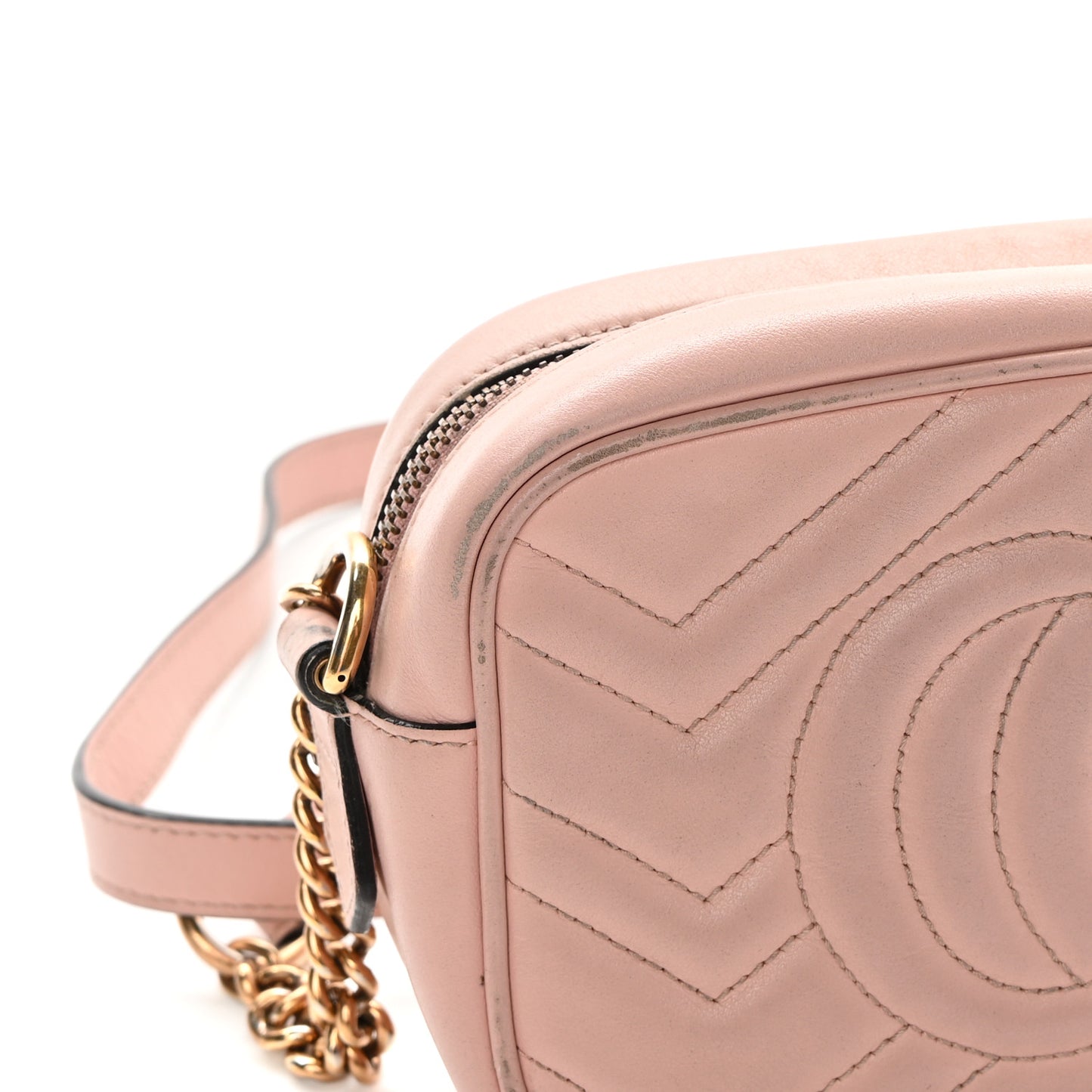 Calfskin Matelasse Mini GG Marmont Chain Shoulder Bag Perfect Pink