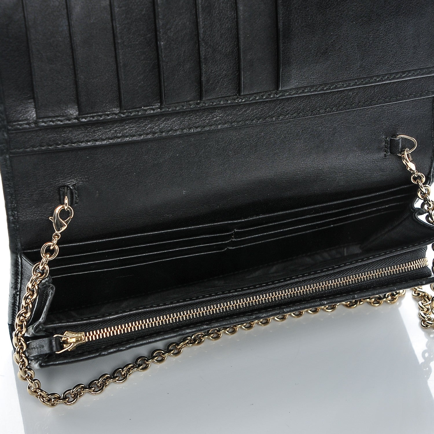 Gucci Guccissima Margaux Calfskin Metal Bar Chain Wallet Black 6 of 6