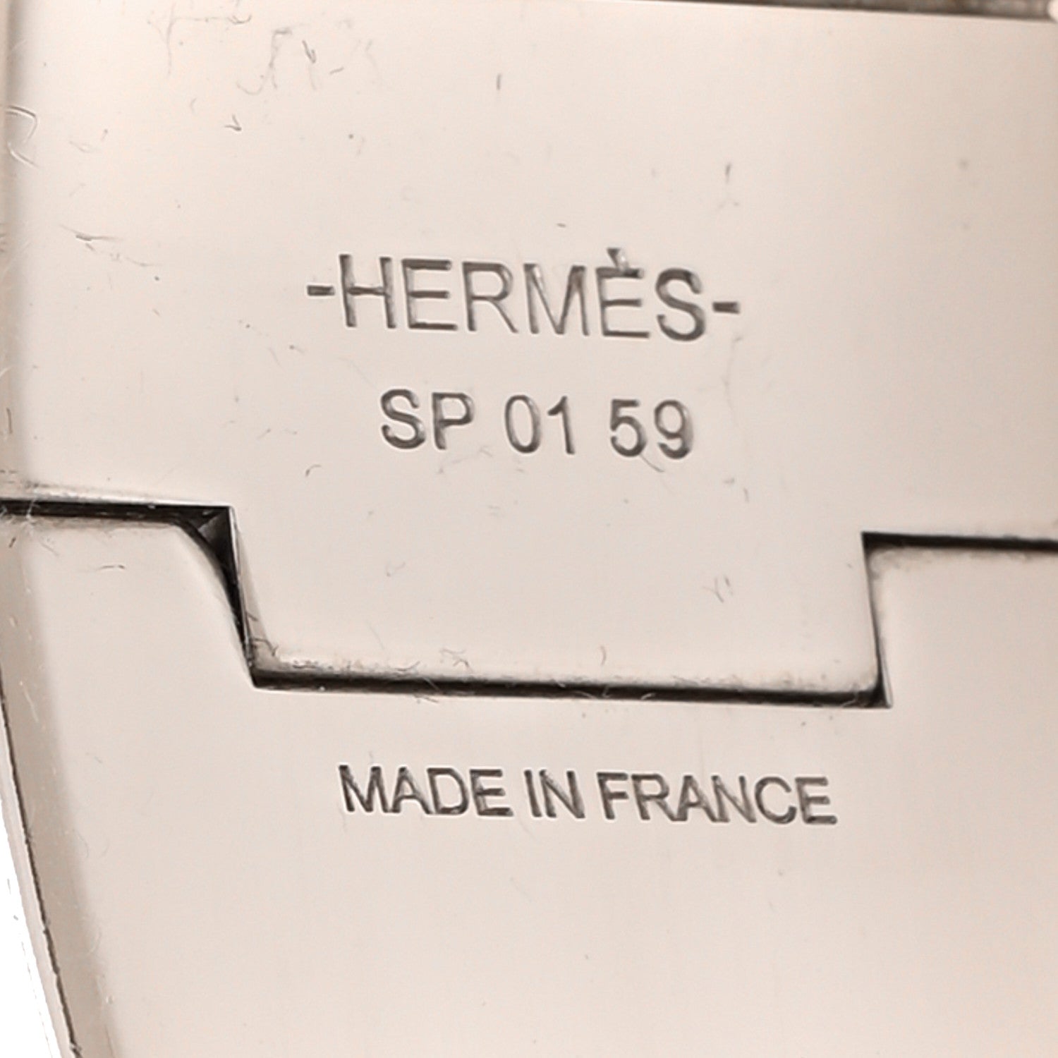 Hermes Enamel Printed Wide Bolduc Au Carre Hinged Bracelet Black White 4 of 4