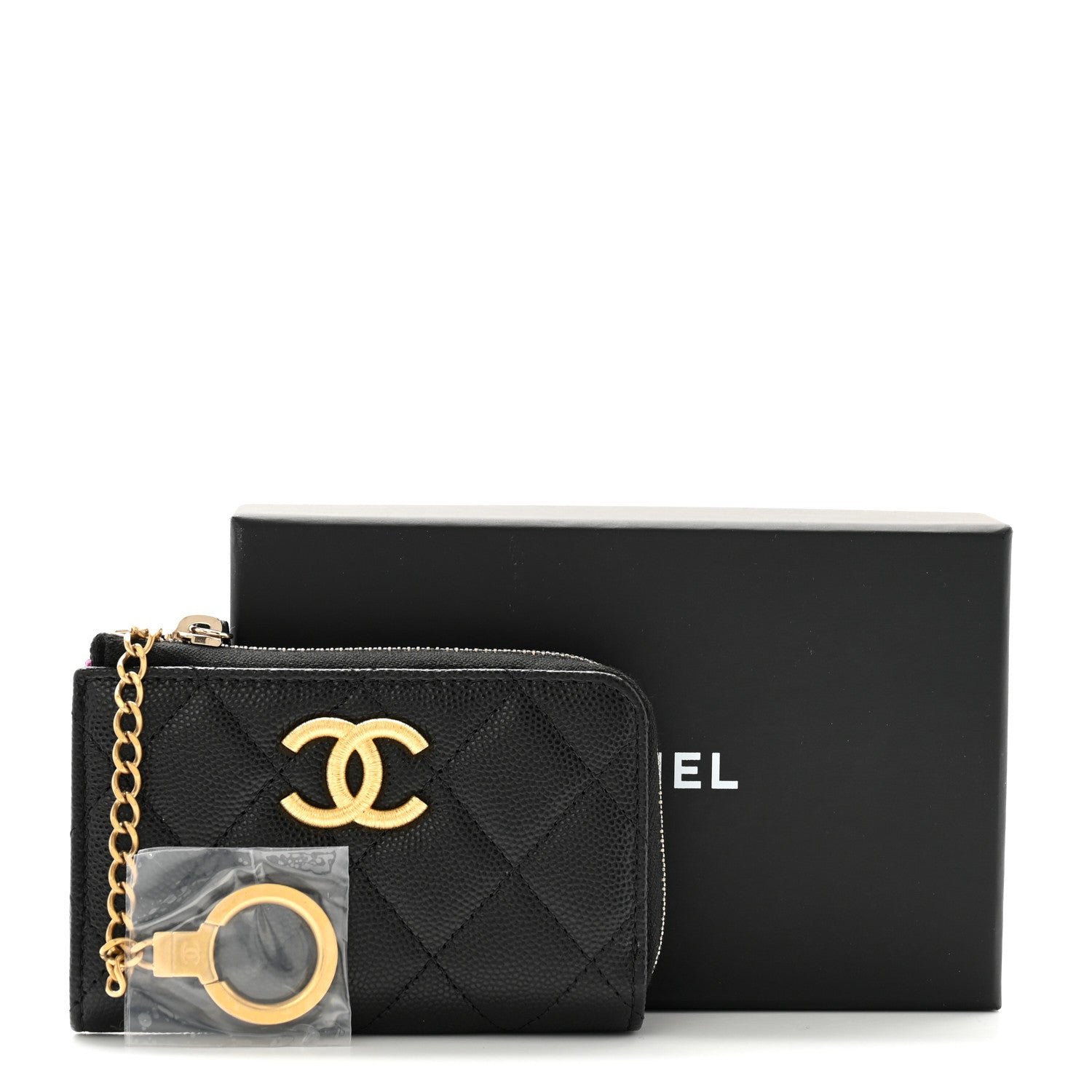 Chanel Caviar Quilted Zipped Key Holder Case Black 8 of 8
