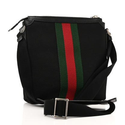 Gucci Techno Canvas Selleria Calfskin Web Small Flat Messenger Bag Black 3 of 10