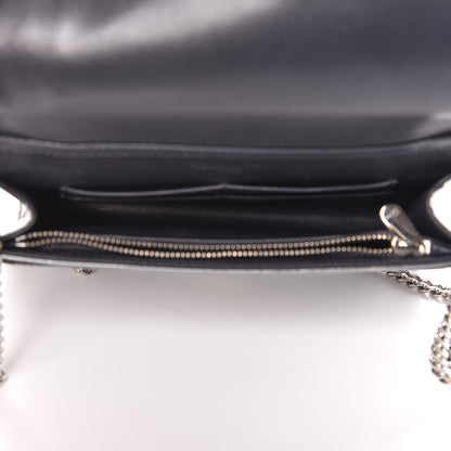 Christian Dior Metallic Patent Micro-Cannage Diorama Wallet on Chain Pouch Silver 5 of 13
