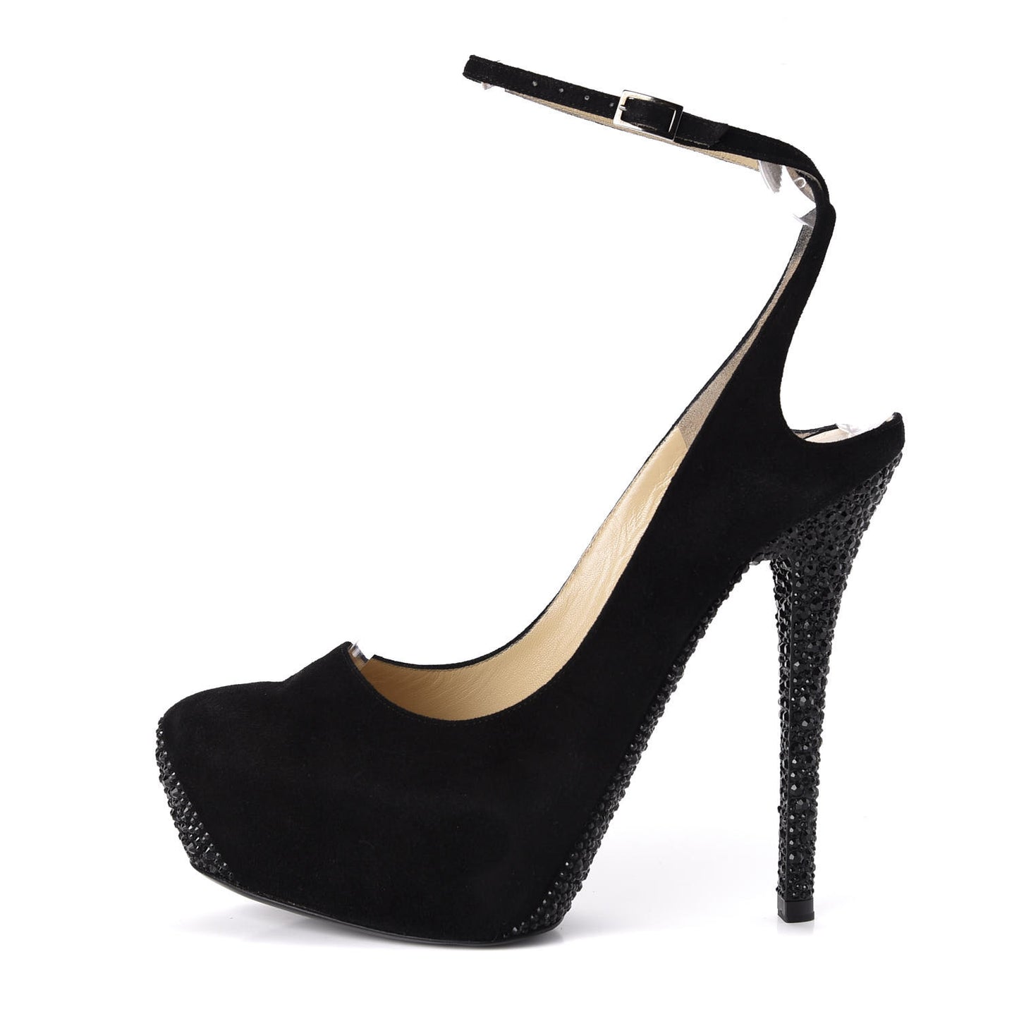 Suede Swarovski Crystal Pumps 36 Black