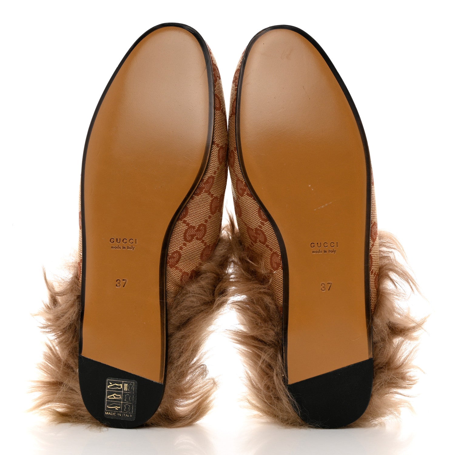Gucci GG Monogram Fur Mens Princetown Slippers 37 Beige Ruggine Rust 5 of 9