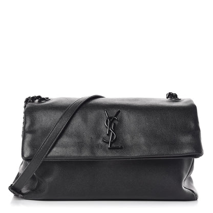 Saint Laurent Grain De Poudre Medium West Hollywood Monogram Fold-Over Black 1 of 11
