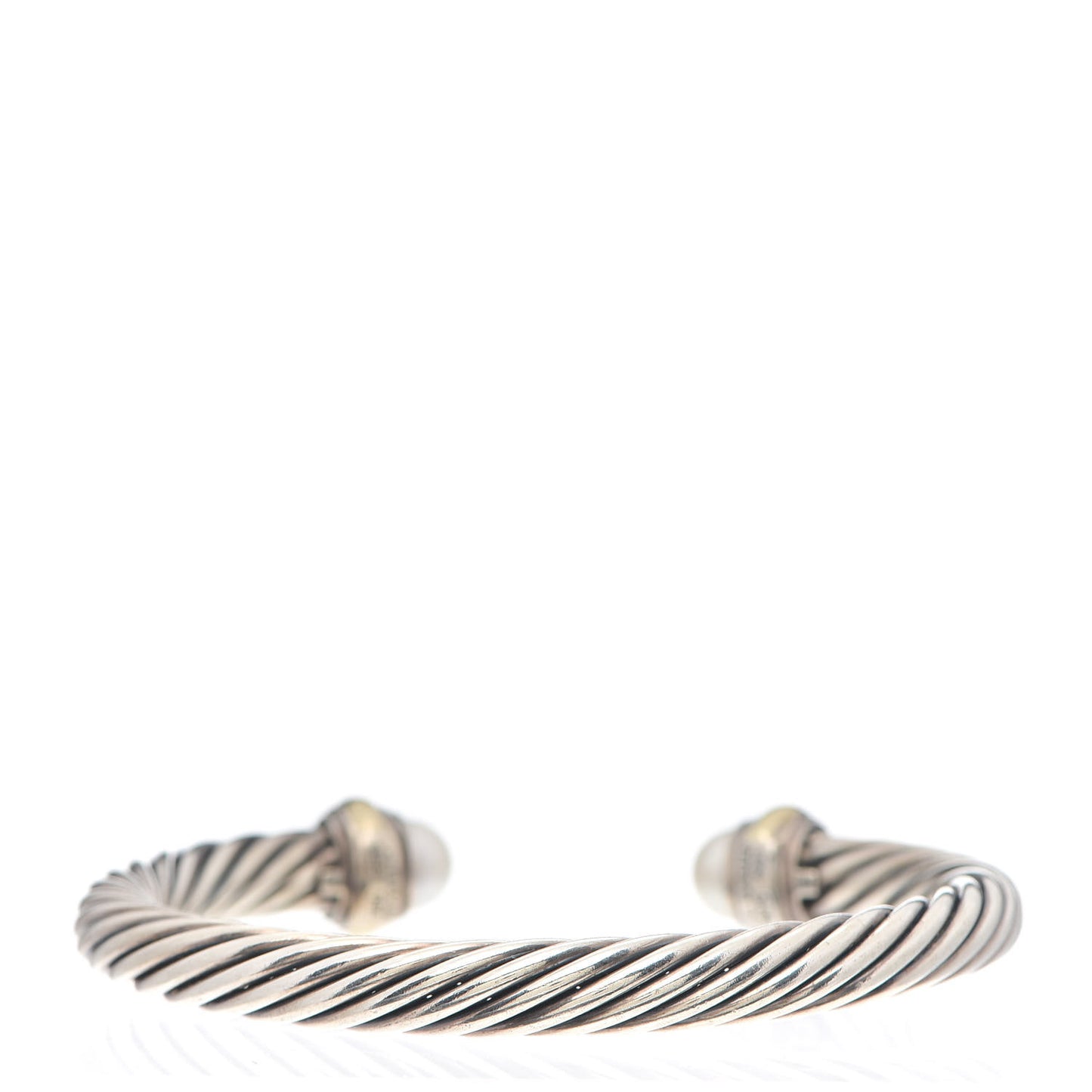 Sterling Silver 14K Yellow Gold Pearl 7mm Cable Classics Bracelet