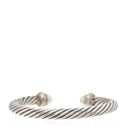David Yurman Sterling Silver 14K Yellow Gold Pearl 7mm Cable Classics Bracelet 3 of 5